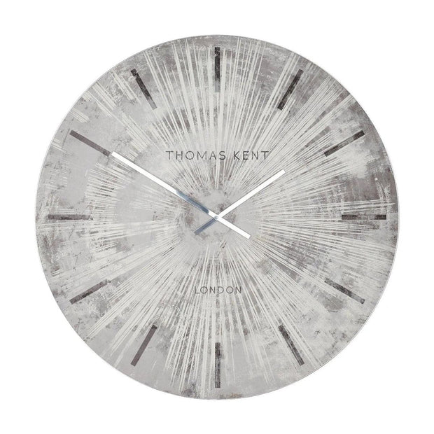 Thomas Kent 36-inch Silver Grey Starburst Grand Clock by Gallery Direct, featuring a stylish starburst design and modern silver finish.
