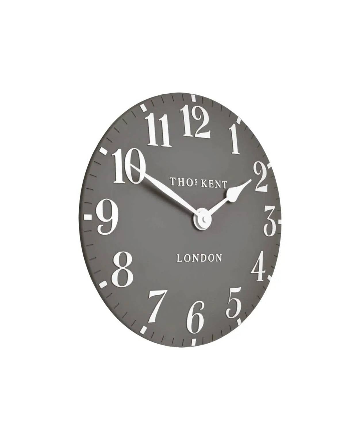 Thomas Kent 6-inch Arabic Mantle Clock in Dolphin Grey by Gallery Direct, featuring a classic design and Arabic numerals.