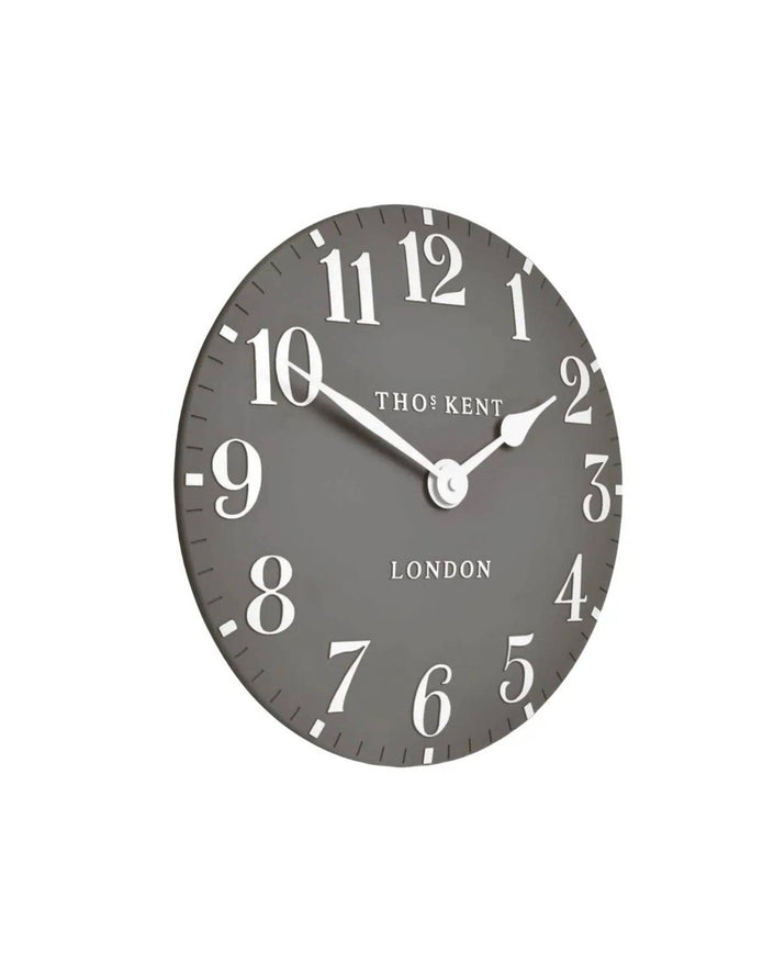 Thomas Kent 6-inch Arabic Mantle Clock in Dolphin Grey by Gallery Direct, featuring a classic design and Arabic numerals.