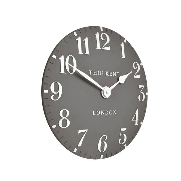 Thomas Kent 6-inch Arabic Mantle Clock in Dolphin Grey by Gallery Direct, featuring a classic design and Arabic numerals.