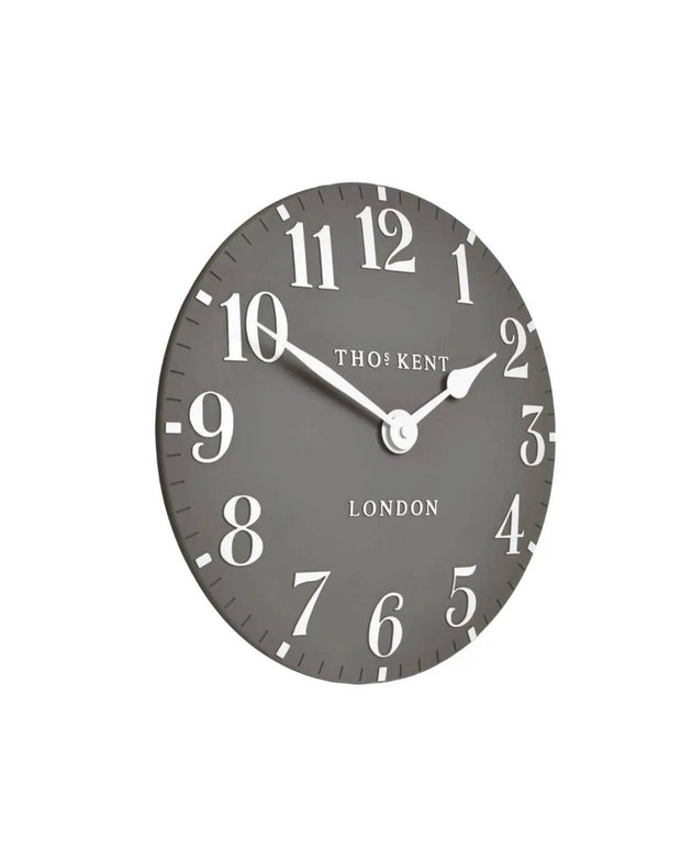 Thomas Kent 6-inch Arabic Mantle Clock in Dolphin Grey by Gallery Direct, featuring a classic design and Arabic numerals.