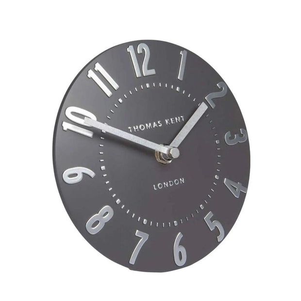 Thomas Kent 6-inch Mulberry Mantle Clock by Gallery Direct in graphite silver finish, showcasing a stylish, modern clock design.