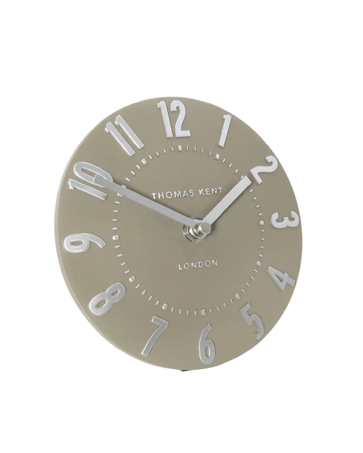 Thomas Kent Mulberry 6-inch Mantle Clock in Moka Taupe by Gallery Direct, showcasing a stylish decorative clock with classic design.