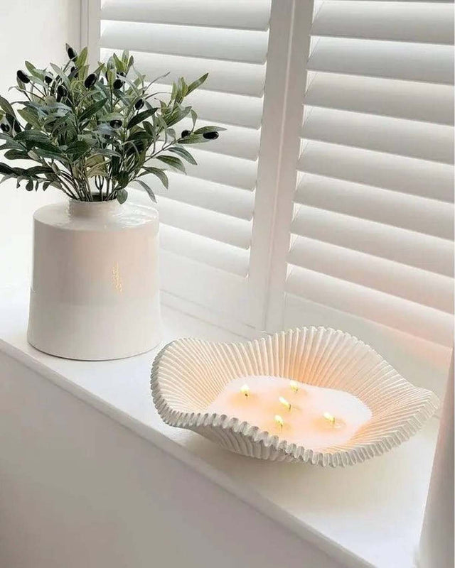 Large scalloped wavy decorative bowl by Gallery Direct, perfect for stylish home decor display.