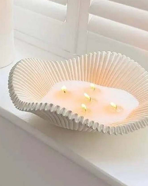 Large scalloped wavy decorative bowl by Gallery Direct, ideal for home decor, with a stylish and elegant design.