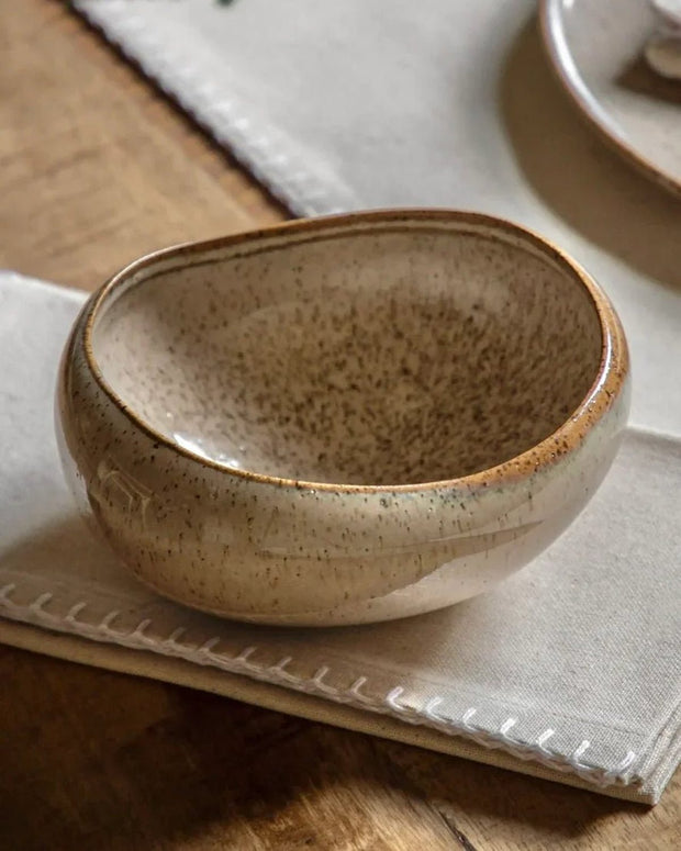 Beige Speckle Reactive Glaze Organic Bowl - Kitchen & DiningKitchen & Dining - Lulu Loves Home