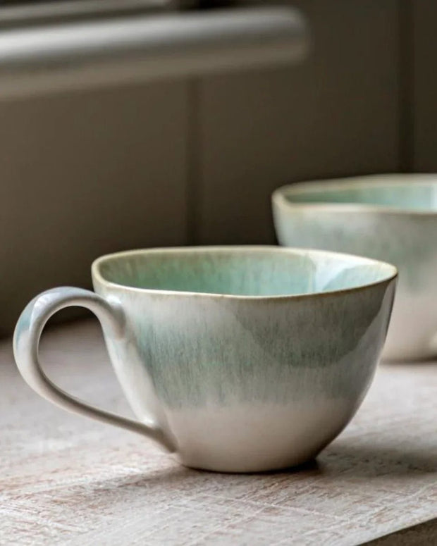 Green reactive glaze organic ombre mug from Gallery Direct, showcasing a smooth green-to-ombre finish for kitchen and dining use.