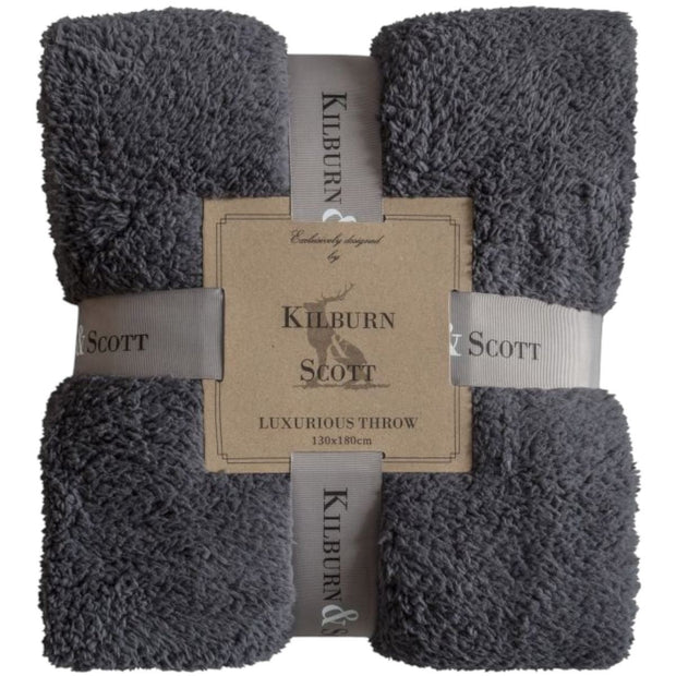 Charcoal grey Teddy throw blanket from Gallery Direct, soft and plush furnishings for cozy home decor.