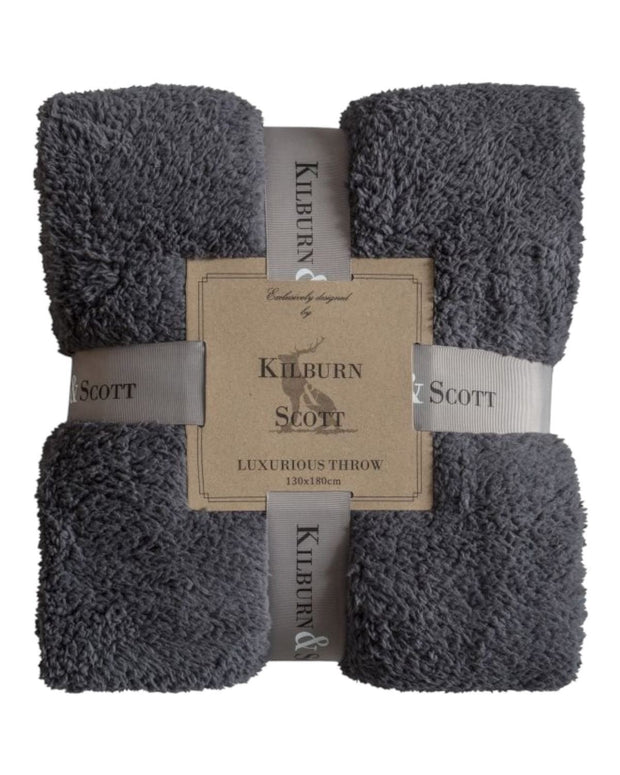 Charcoal grey Teddy throw blanket from Gallery Direct, soft and plush furnishings for cozy home decor.