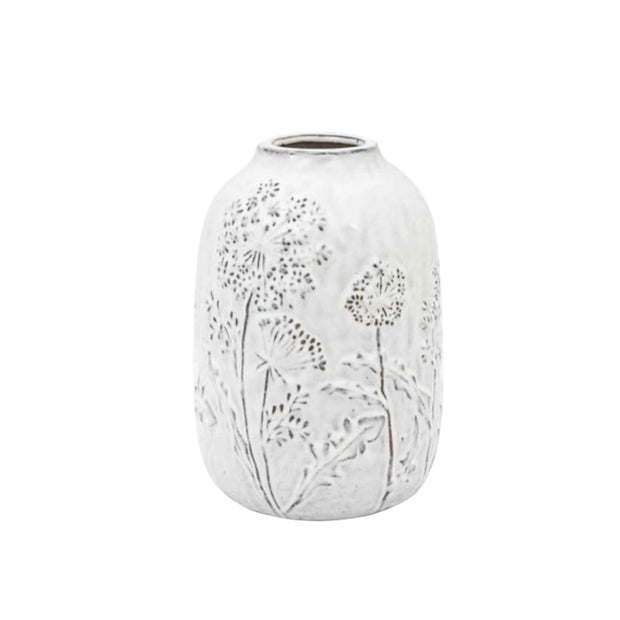 White ceramic Allium Wildflower Vase by Gallery Direct, small decorative vase with a smooth finish and elegant design.