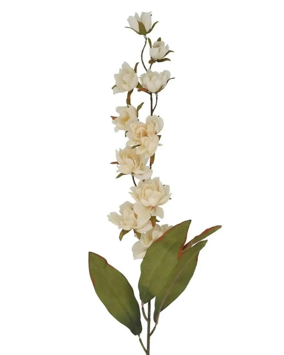 Artificial Antique Cream Double Magnolia Stem from Gisela Graham, realistic cream-colored magnolia flowers on a natural stem.
