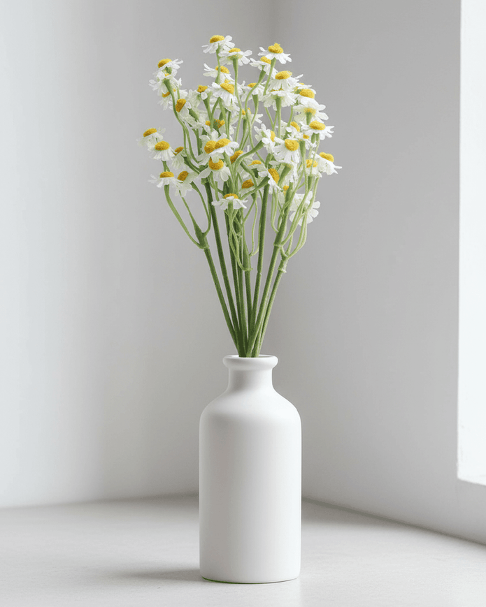 Artificial mini daisy flower bunch by Gisela Graham, realistic yellow and white daisy bunch for home decor or craft projects.