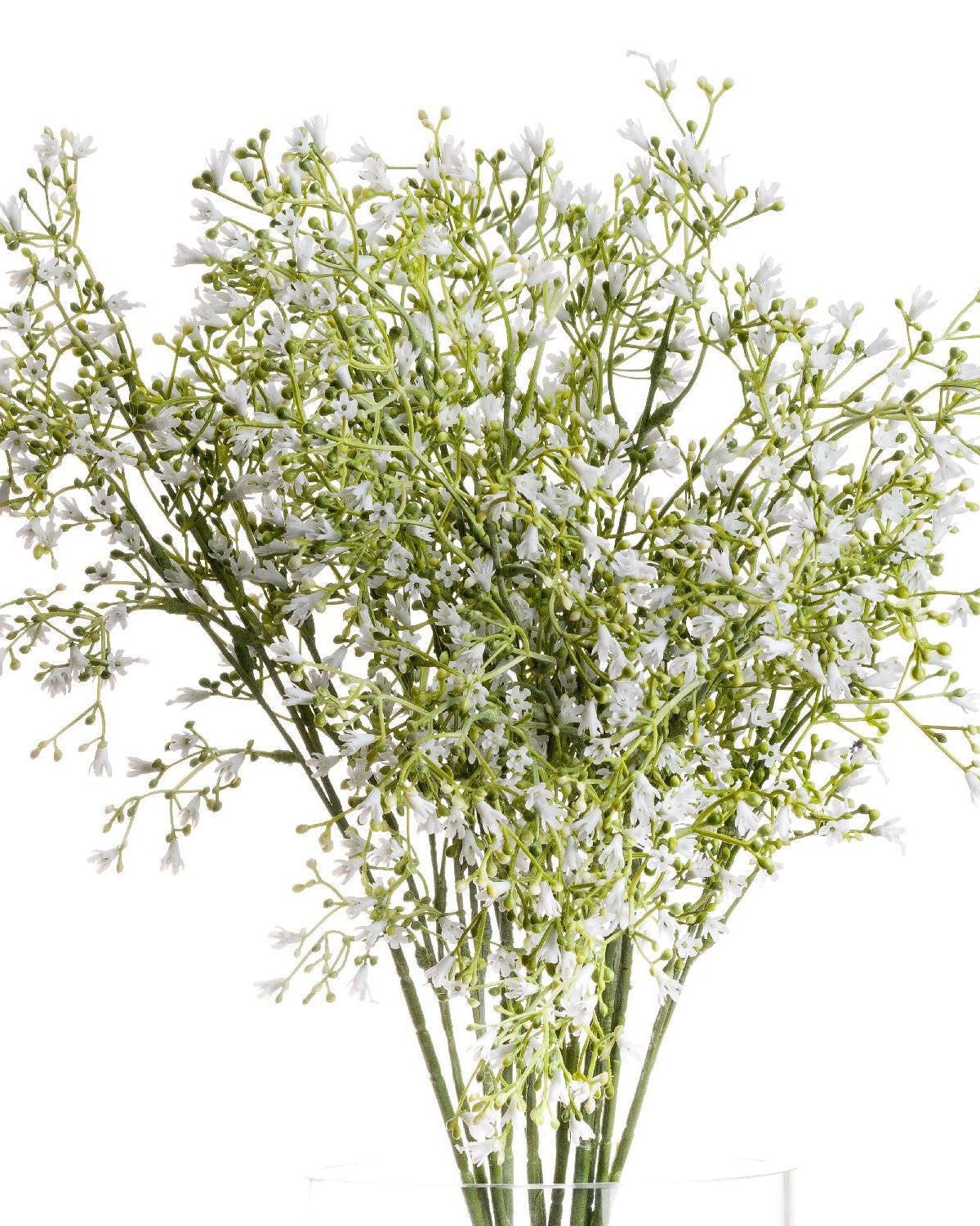 Artificial tall Gypsophilia stem by Gisela Graham, featuring delicate white faux flowers for botanical home decor.