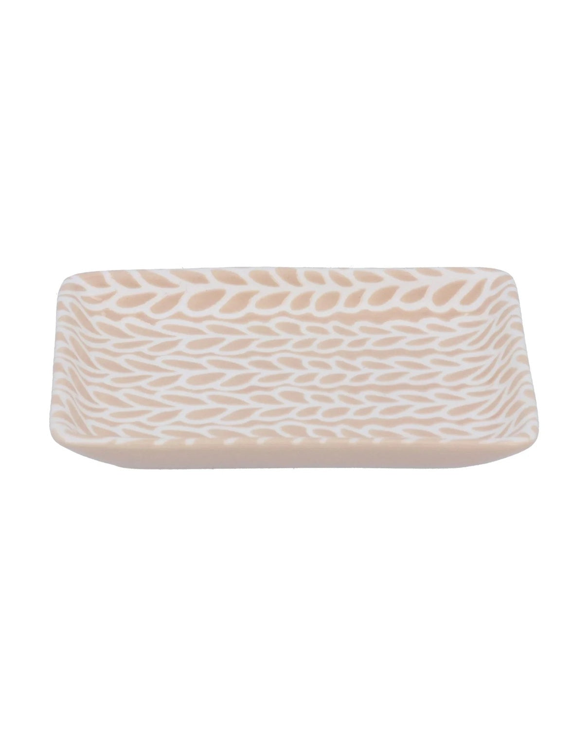 Beige and white leaves trinket dish by Gisela Graham, decorative home decor item with leaf pattern and elegant design.