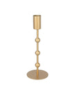 Gold bead metal candlestick for home decor by Gisela Graham, featuring a sleek design with gold beads and a sturdy base.
