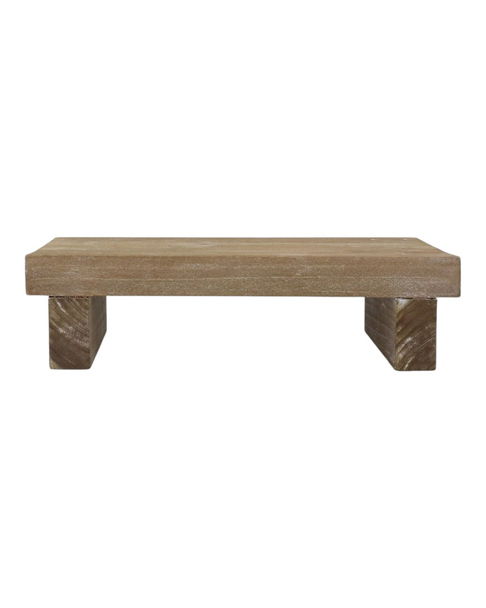 Natural wooden rectangle rustic display riser by Gisela Graham for home decor, shown in small size with textured wood finish.