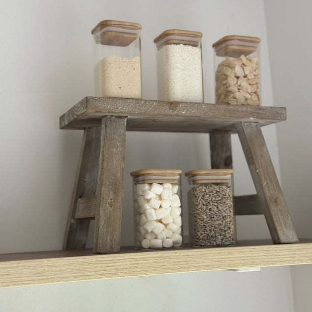 Natural wooden rustic display bench and riser by Gisela Graham, small or large home decor piece with a rustic finish.
