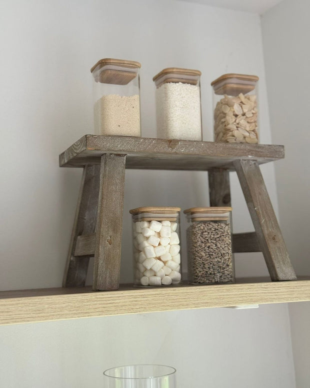 Natural wooden rustic display bench and riser by Gisela Graham, small or large home decor piece with a rustic finish.