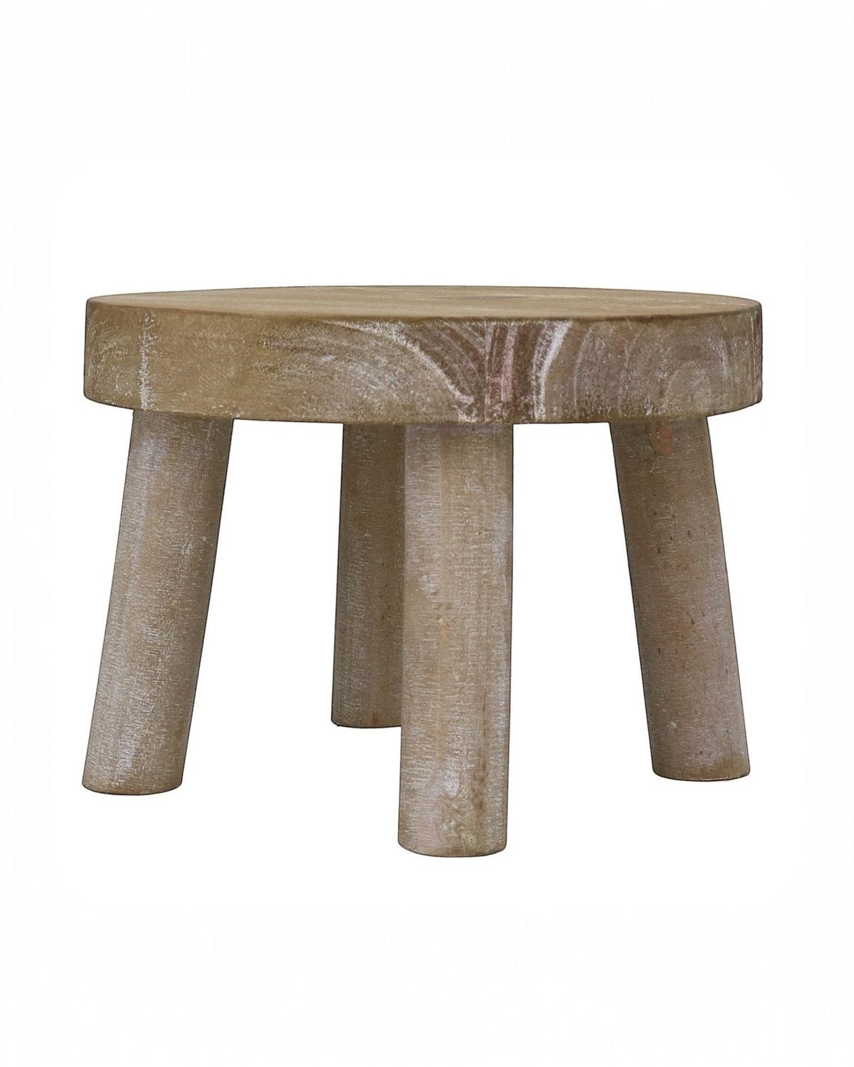 Natural wooden display milking stool by Gisela Graham, rustic round home decor piece for versatile interior styling.