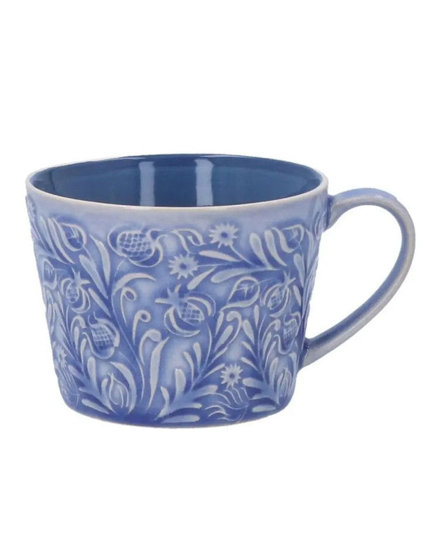 Blue Gisela Graham stoneware mug with country floral design, perfect for kitchen and dining use.