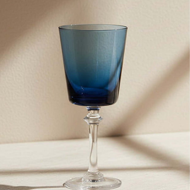 Blue Gisela Graham goblet wine glass for kitchen and dining, featuring a elegant design suitable for wine serving.