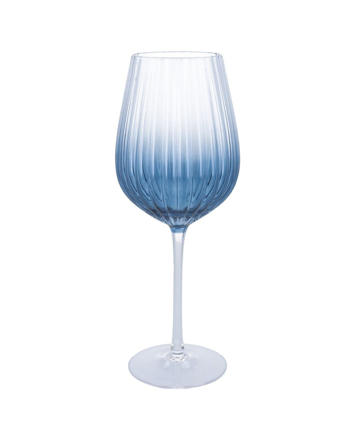 Blue ombré wine glass from Gisela Graham, elegant kitchen and dining glassware with a stylish gradient design.