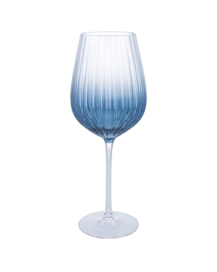 Blue ombré wine glass from Gisela Graham, elegant kitchen and dining glassware with a stylish gradient design.