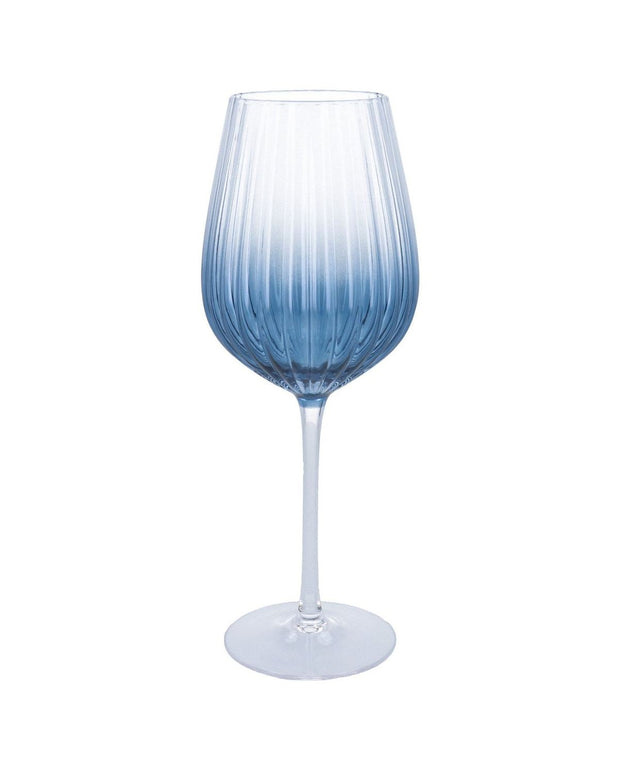 Blue ombré wine glass from Gisela Graham, elegant kitchen and dining glassware with a stylish gradient design.