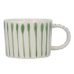 Gisela Graham stoneware mug with green stripe pattern, ideal for kitchen and dining use, featuring a smooth handle and vibrant design