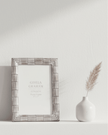 Brown and white wash Gisela Graham photo frame with groove design for 4x6 photos, decorative and stylish for home decor