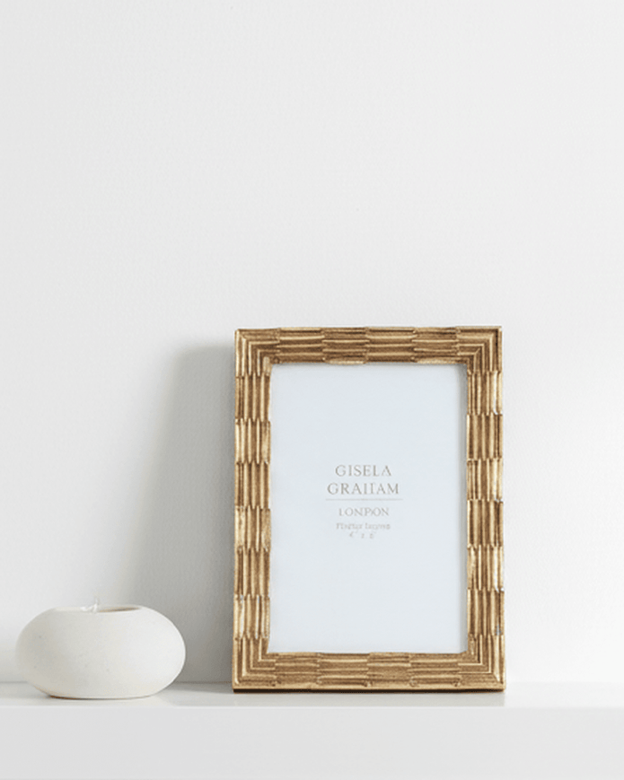 Gold Groove Resin Photo Frame by Gisela Graham, 4x6cm picture frame with a stylish gold groove design.