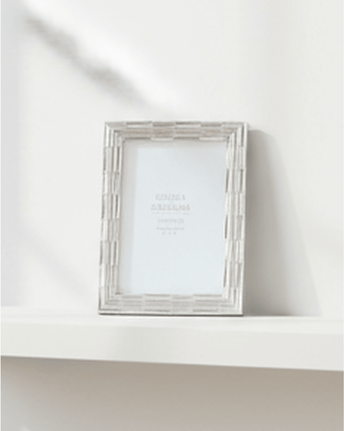 Silver Groove Resin Photo Frame by Gisela Graham, 4x6cm, stylish silver picture frame for displaying photos.