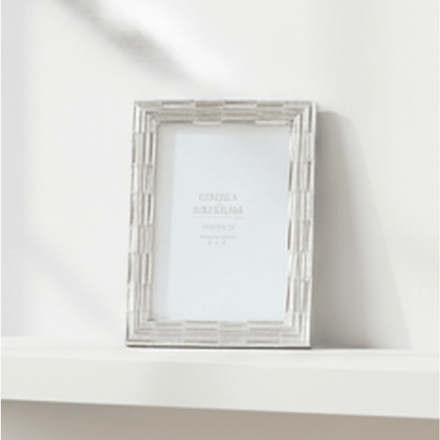 Silver Groove Resin Photo Frame by Gisela Graham, 4x6cm, stylish silver picture frame for displaying photos.