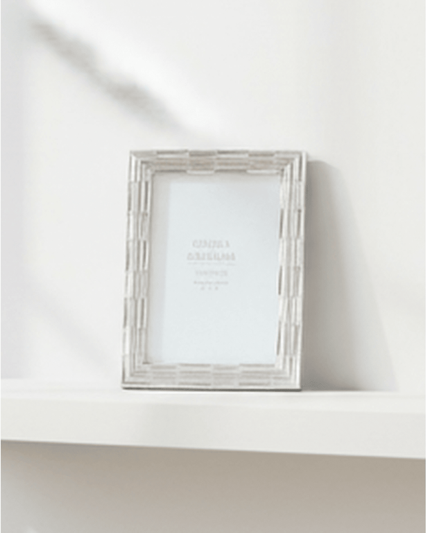 Silver Groove Resin Photo Frame by Gisela Graham, 4x6cm, stylish silver picture frame for displaying photos.