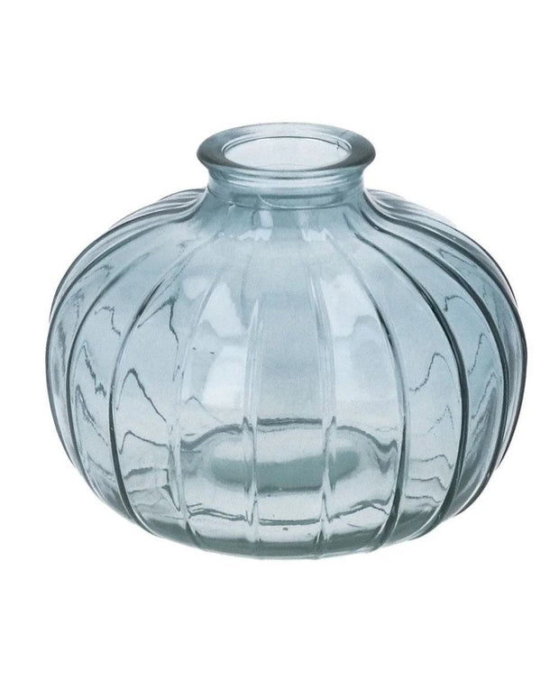 Blue Ribbed Glass Onion Bud Vase - VasesVases - Lulu Loves Home
