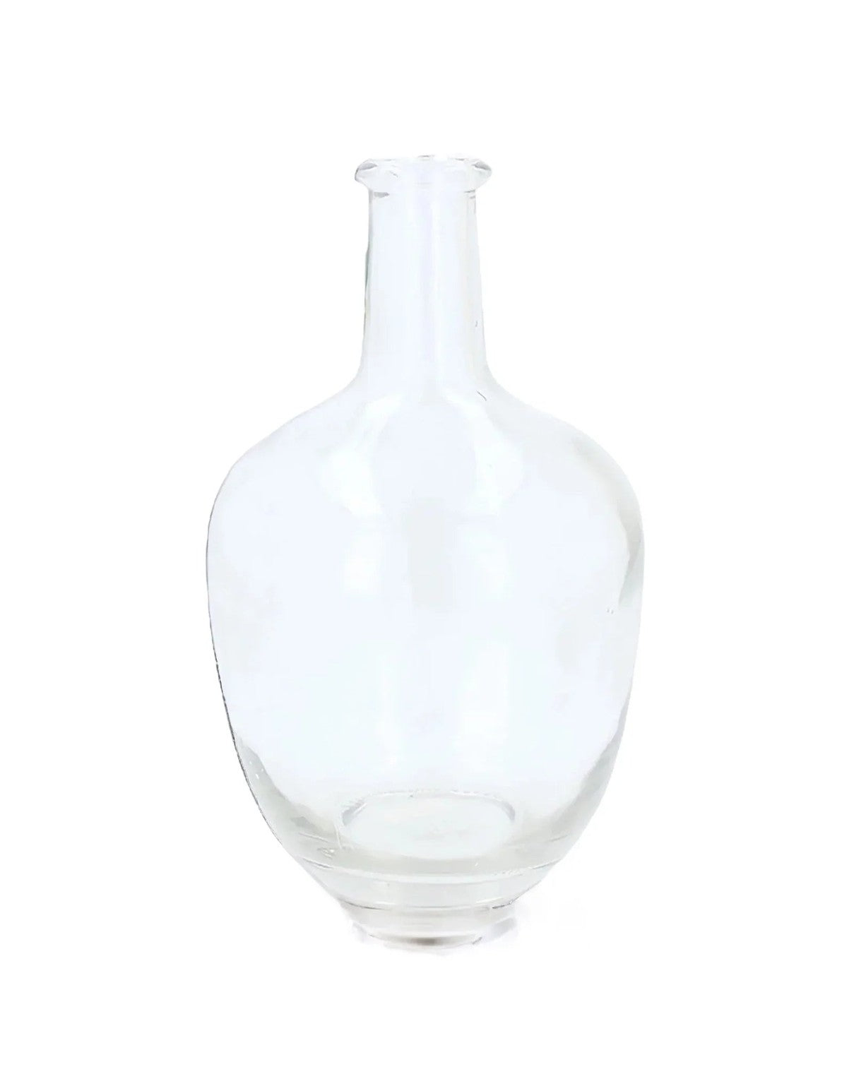 Large clear glass Flagon bottle vase by Gisela Graham, showcasing a tall, elegant vessel for floral arrangements.
