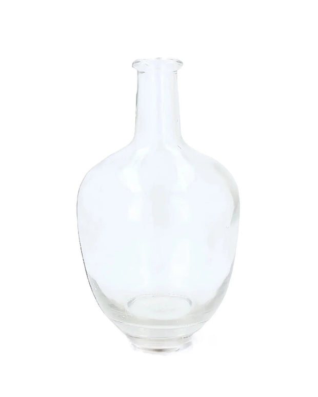 Large clear glass Flagon bottle vase by Gisela Graham, showcasing a tall, elegant vessel for floral arrangements.