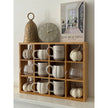 Glass Pumpkin Mug, clear pumpkin mugs arranged in a wooden mug shelf