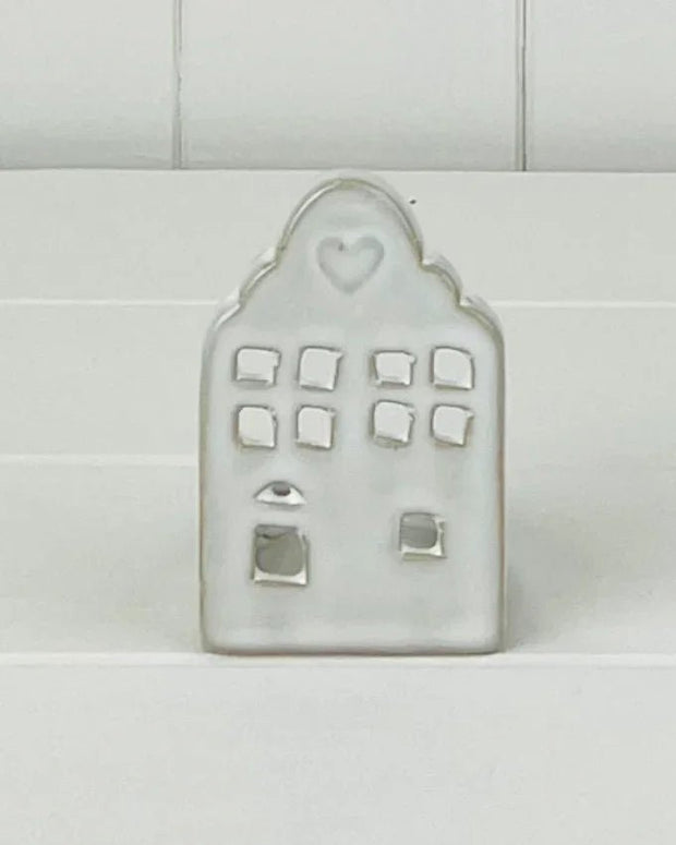 Glazed Ceramic House Tealight with Textured Detail - Seasonal Decor - ChristmasSeasonal Decor - Christmas - Lulu Loves Home