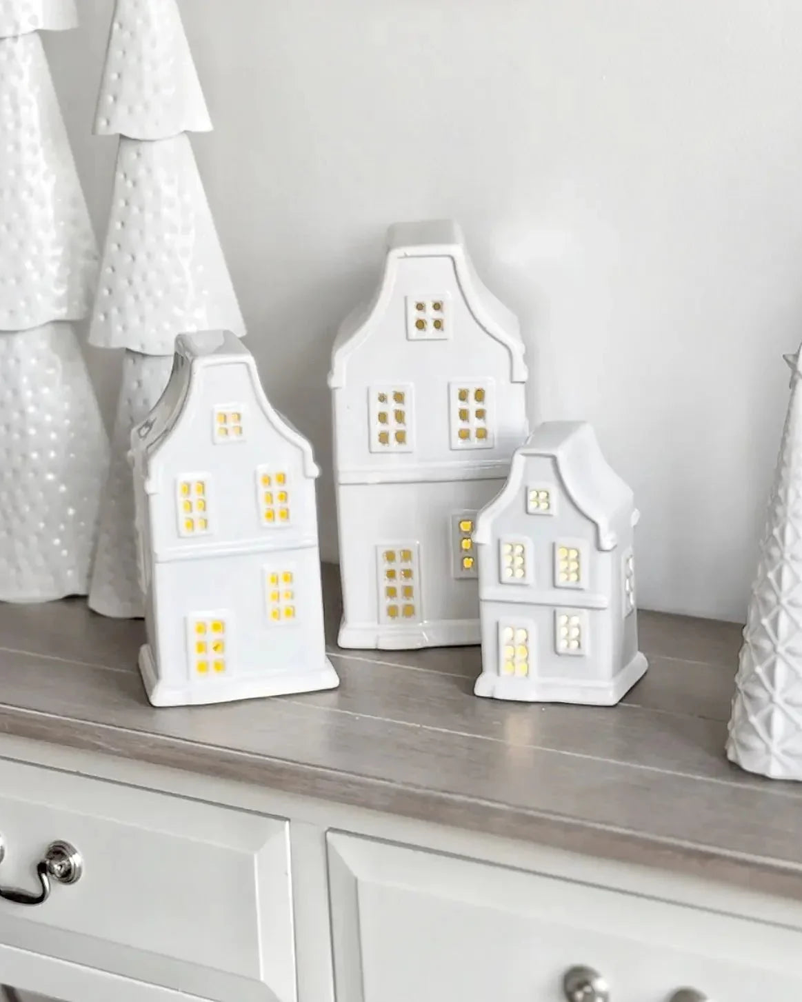 Glazed Ceramic LED Light Up Ceramic House Ornament - Seasonal Decor - ChristmasSeasonal Decor - Christmas - Lulu Loves Home
