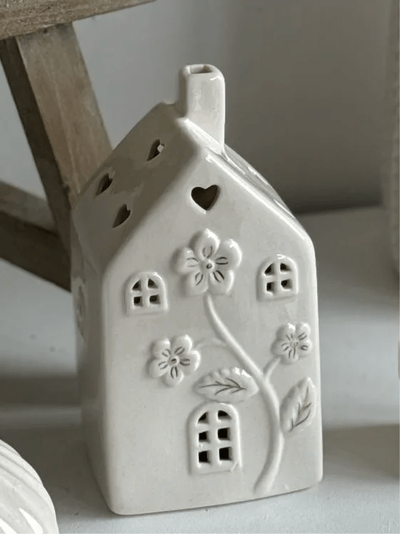 Glazed Ceramic Light Up LED Pretty Floral House - Home DecorHome Decor - Lulu Loves Home