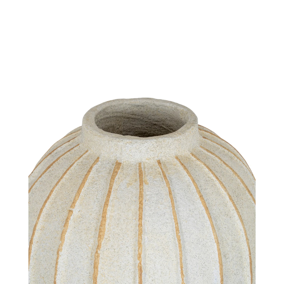 Hill Interiors globe-striped decorative vase used as a stylish home decor piece with a rounded shape and colorful striped design.