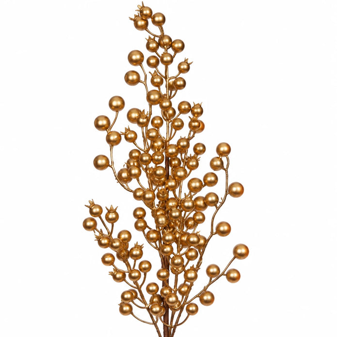 Upper gold berry branches against a white studio background.
