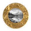 Gold botanical round photo frame by Originals International Ltd, featuring a leaf-patterned rim