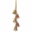 Gold and copper metal five-bell hanging garland isolated on a white background