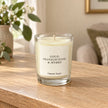 Small gold Frankincense and Myrrh scented candle by Heaven Scent Incense Ltd, featuring a decorative gold-toned design.
