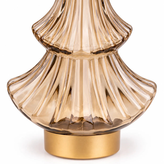 Gold LED Christmas tree lamp with illuminated glass design, perfect for festive holiday decor by Candlelight Products Ltd.