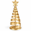 Gold metal spiral Christmas tree, medium styled console view (broad ribbon)