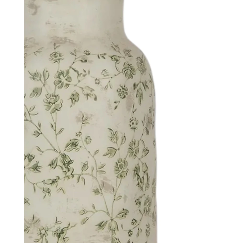 Green and white ceramic flower vase by Clayre & Eef, featuring a decorative home décor piece with floral design.