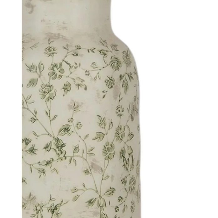 Green and white ceramic flower vase by Clayre & Eef, featuring a decorative home décor piece with floral design.